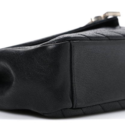 Saint Laurent Grained Calfskin Matelasse Chevron Medium Monogram Chain Bag Black 9 of 11