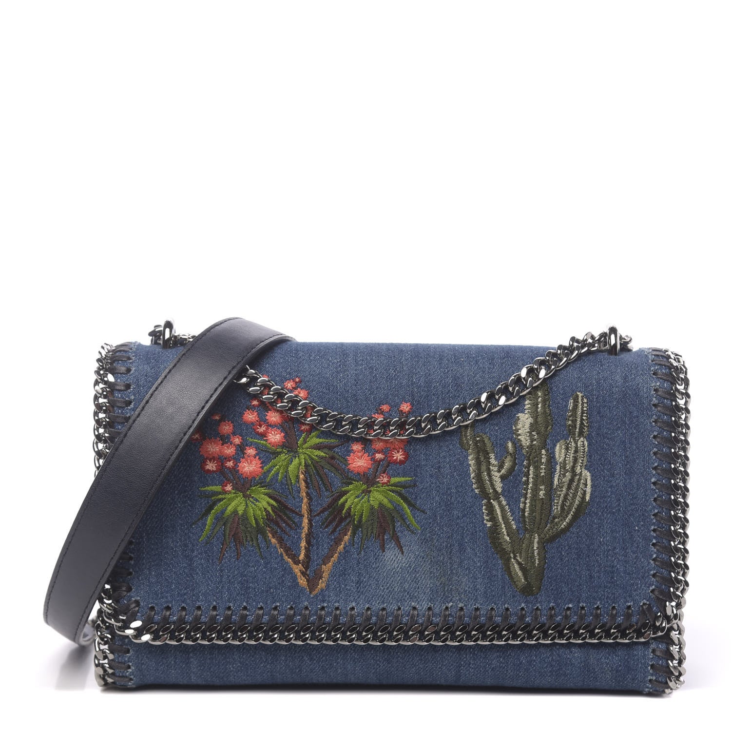 Stella McCartney Eco Denim Embroidered Falabella Crossbody Cerulean 1 of 10