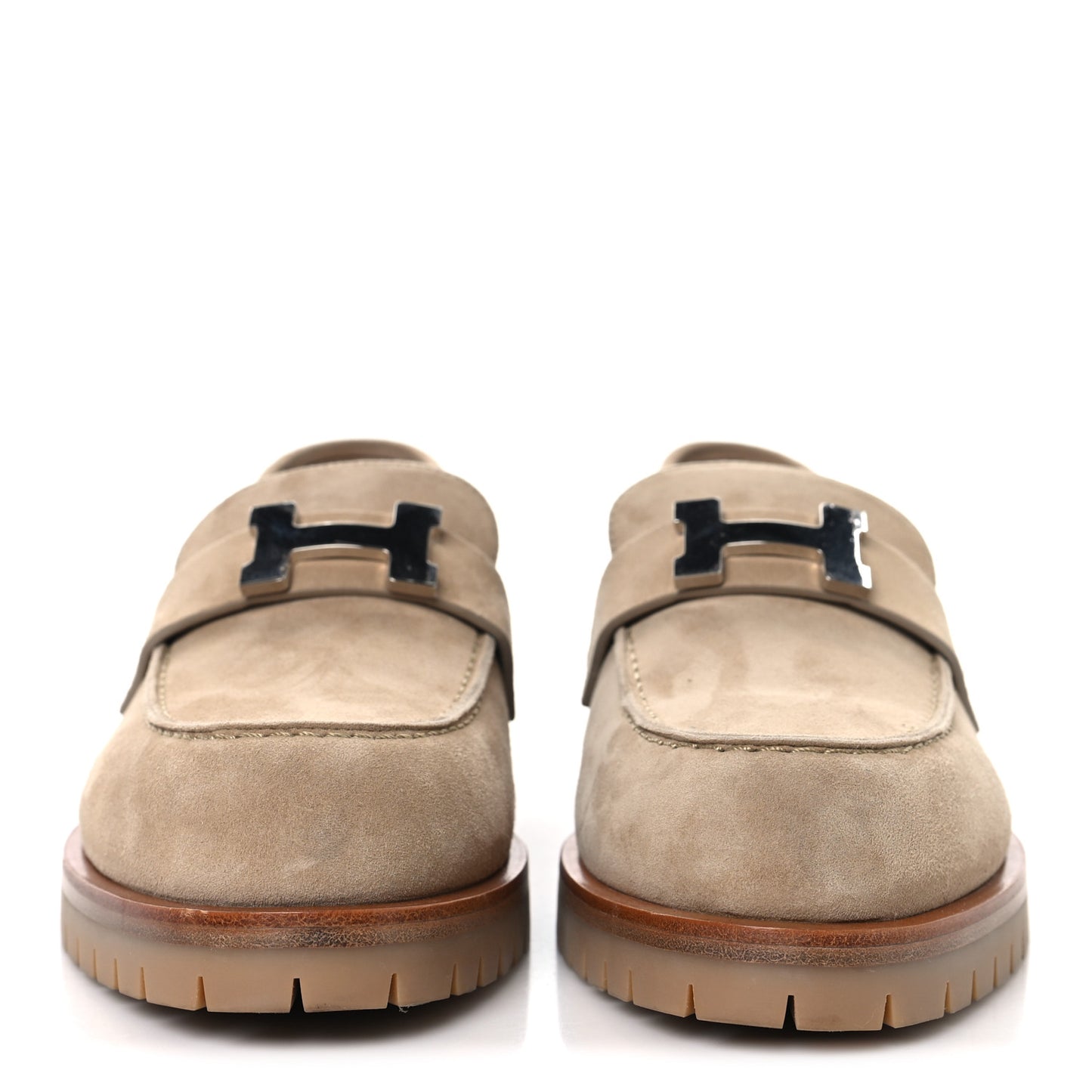 Suede Goatskin Womens Faubourg Loafers 37 Beige Argile