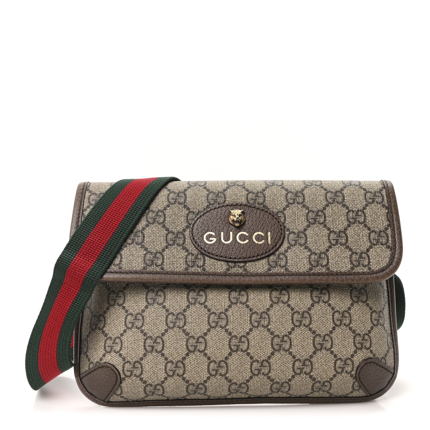 GG Supreme Monogram Neo Vintage Web Belt Bag Brown