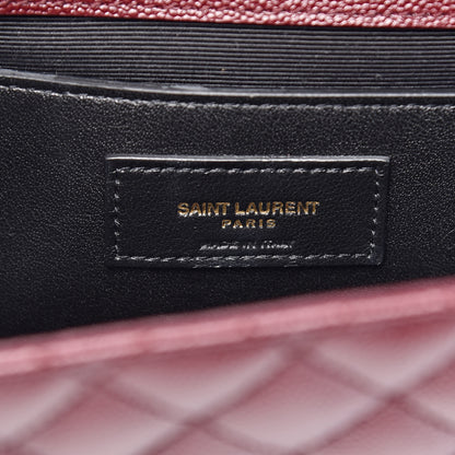 Saint Laurent Grain De Poudre Textured Mixed Matelasse Medium Triquilt Monogram Satchel Rouge Legion 7 of 10
