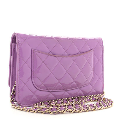 Chanel Patent Quilted Wallet On Chain WOC Purple 3 of 13