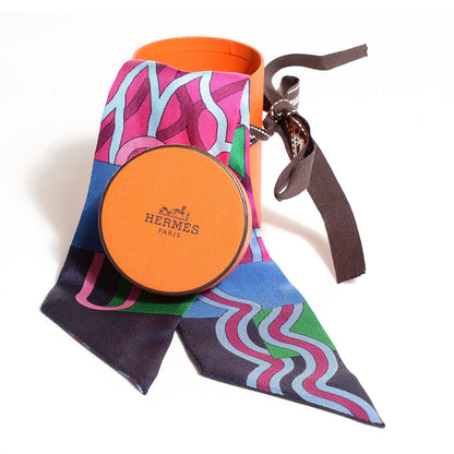 Hermes Silk Ballet Aquatique Twilly Navy Fuschia Green 5 of 5