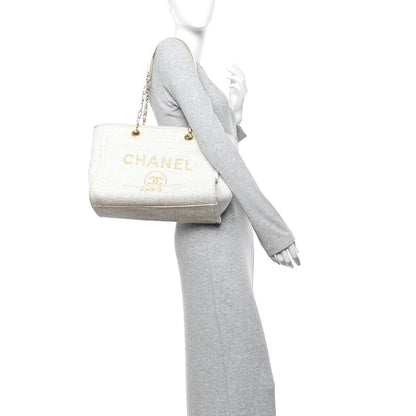 Chanel Lurex Boucle Small Deauville Tote Ivory 2 of 16