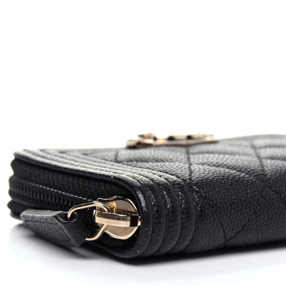 Chanel Caviar Quilted Boy Zip Around Coin Purse Wallet Black 8 of 11