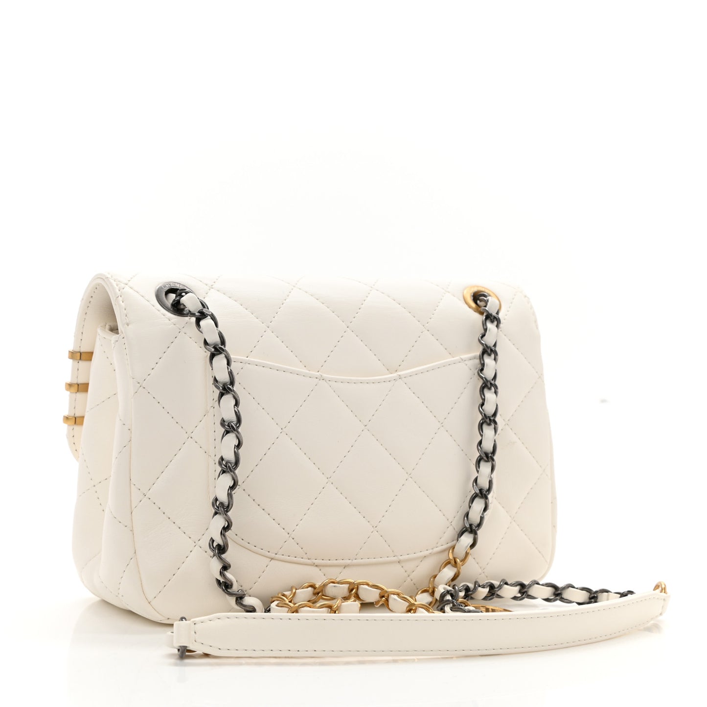 Lambskin Quilted Small Coco Clips Single Flap White