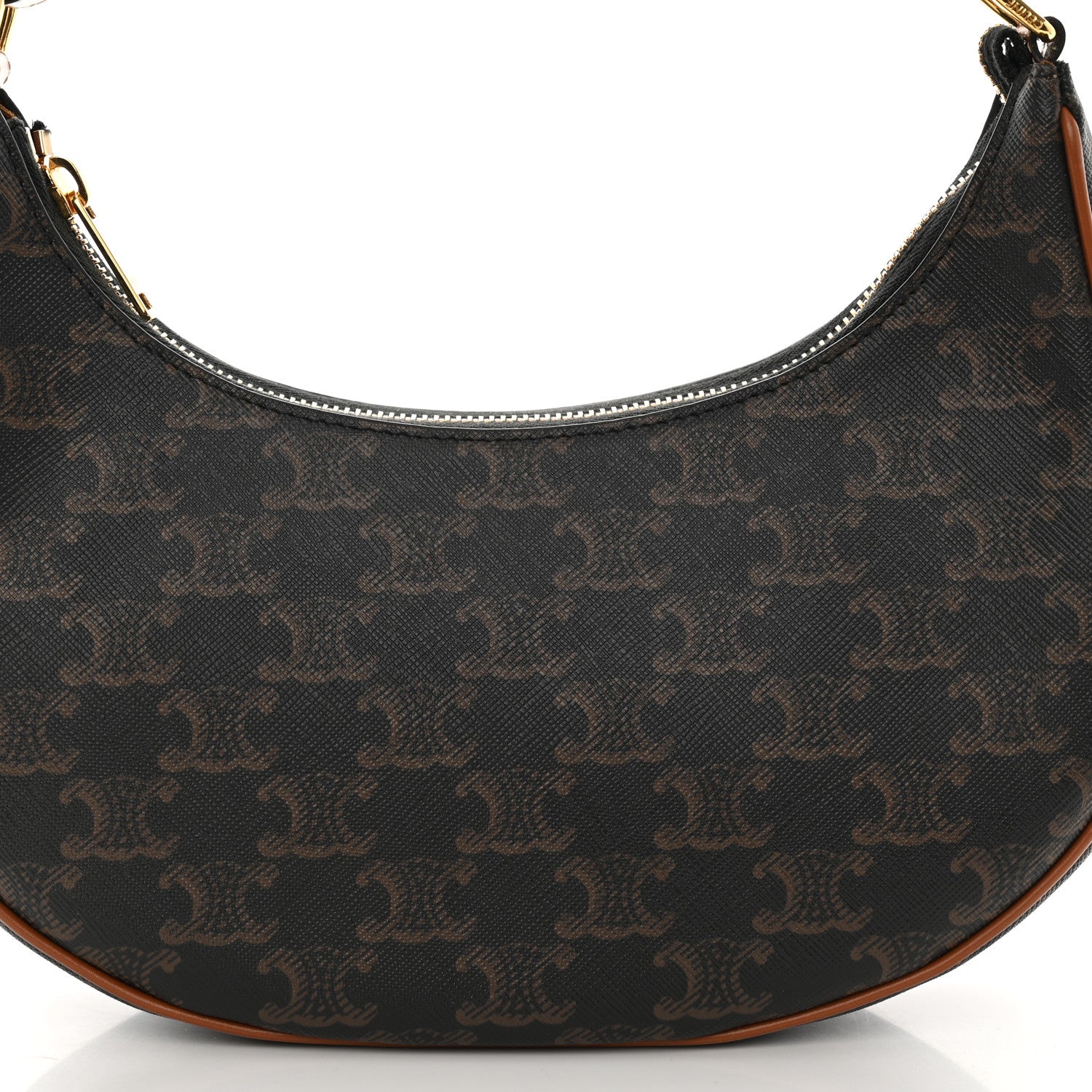 Celine Triomphe Canvas Calfskin Ava Shoulder Bag Tan 7 of 10