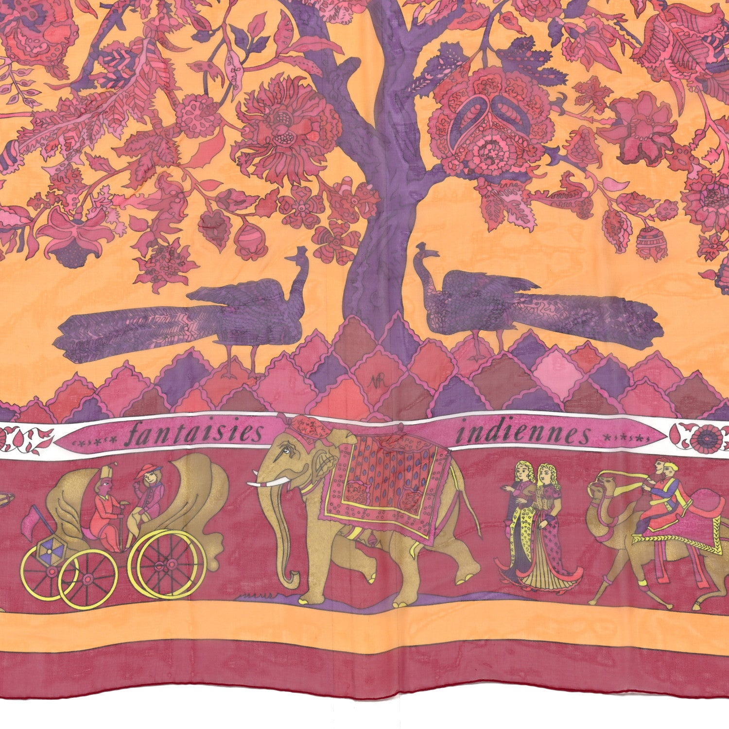 Hermes Mousseline Silk Fantaisies Indiennes Shawl 140 2 of 6