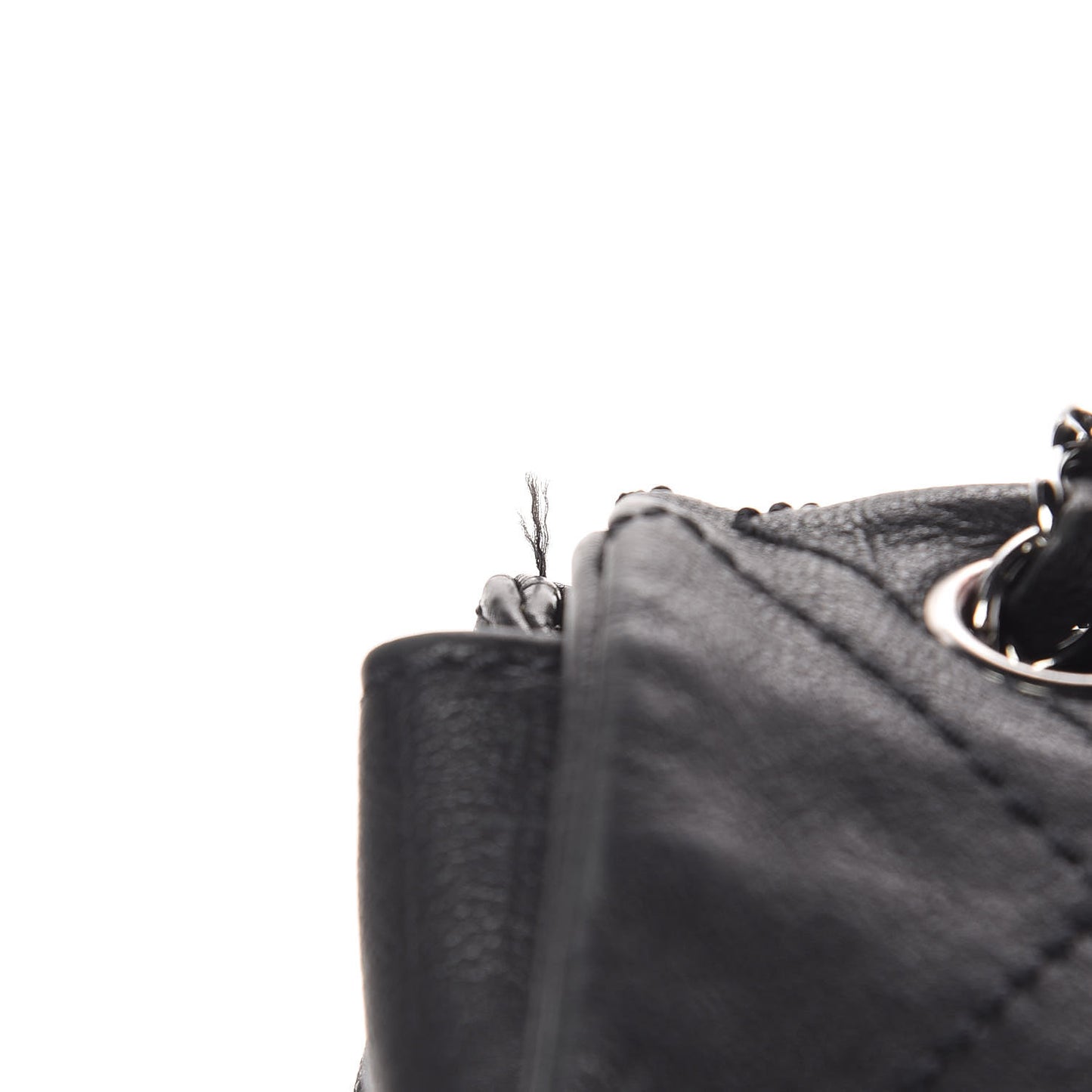 Calfskin Diamond Stitch Large Messenger Black