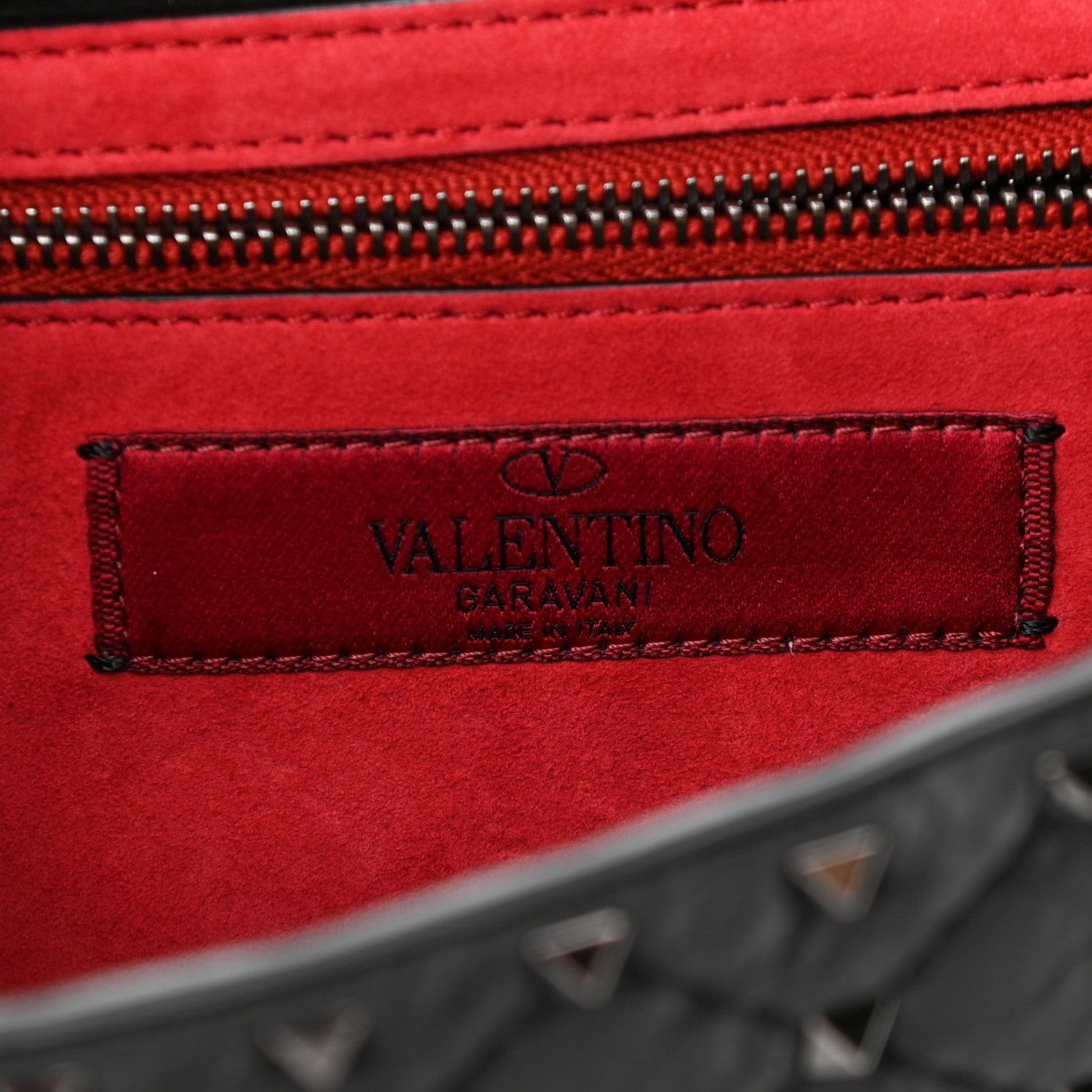 Valentino Garavani Craquele Nappa Rockstud Spike Wallet on Chain Black 6 of 9