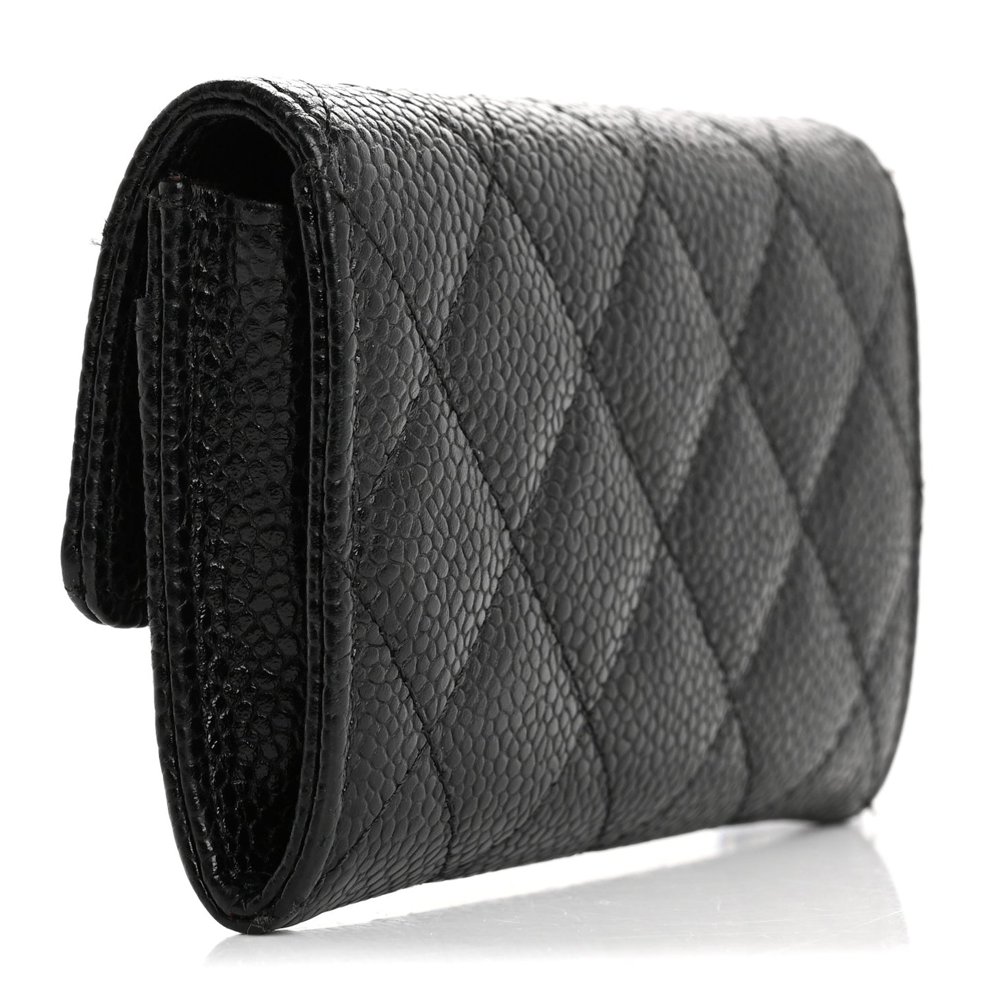 Caviar Quilted Flap Card Holder Black