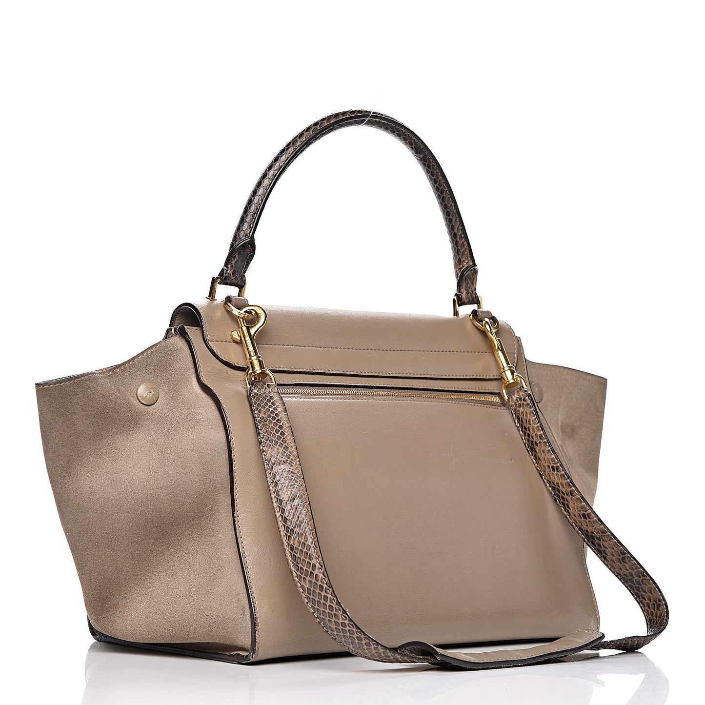 Calfskin Suede Whipsnake Medium Trapeze Black Dune