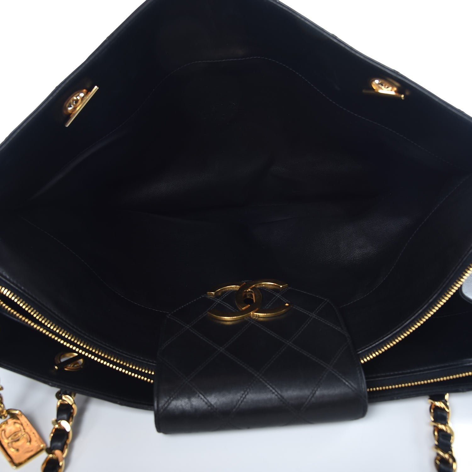 Chanel Calfskin Stitched XL Weekender Black 5 of 11