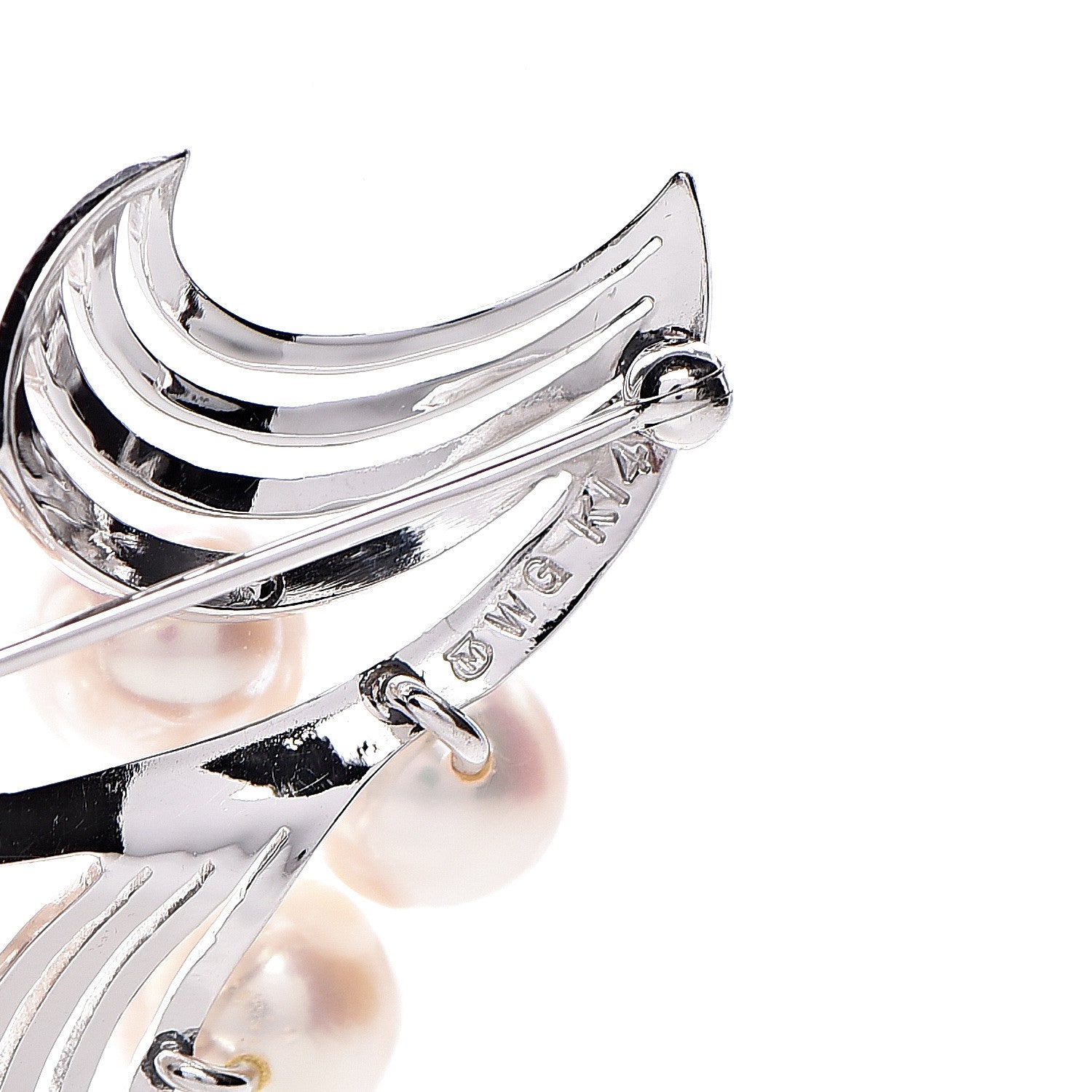 Mikimoto 14K White Gold Akoya Pearl 7.5-8.5mm Brooch Pin 4 of 4