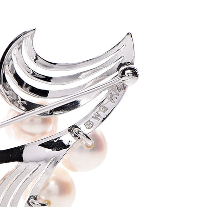 Mikimoto 14K White Gold Akoya Pearl 7.5-8.5mm Brooch Pin 4 of 4