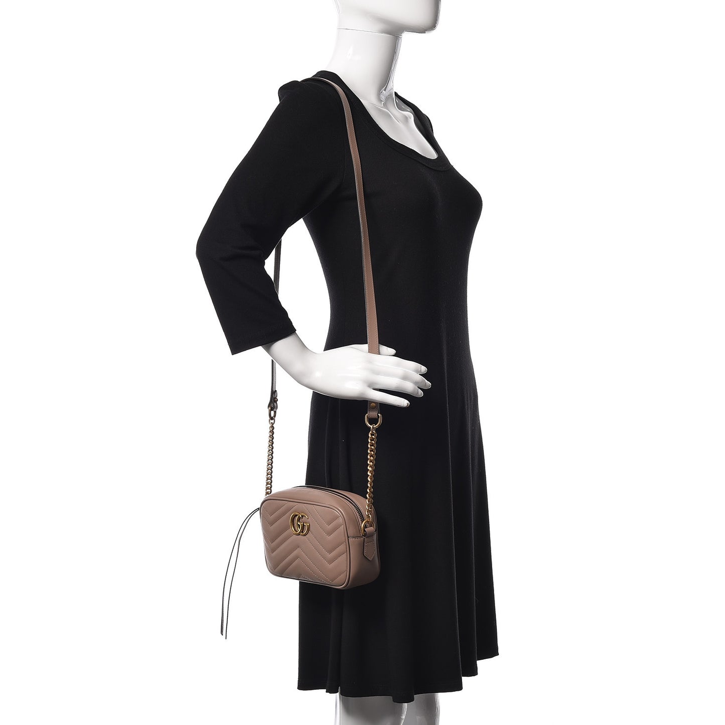 Calfskin Matelasse Mini GG Marmont Chain Shoulder Bag Porcelain Rose