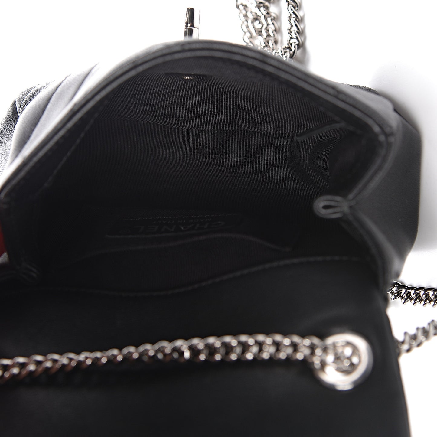 Lambskin Chevron Quilted Extra Mini Flap Black