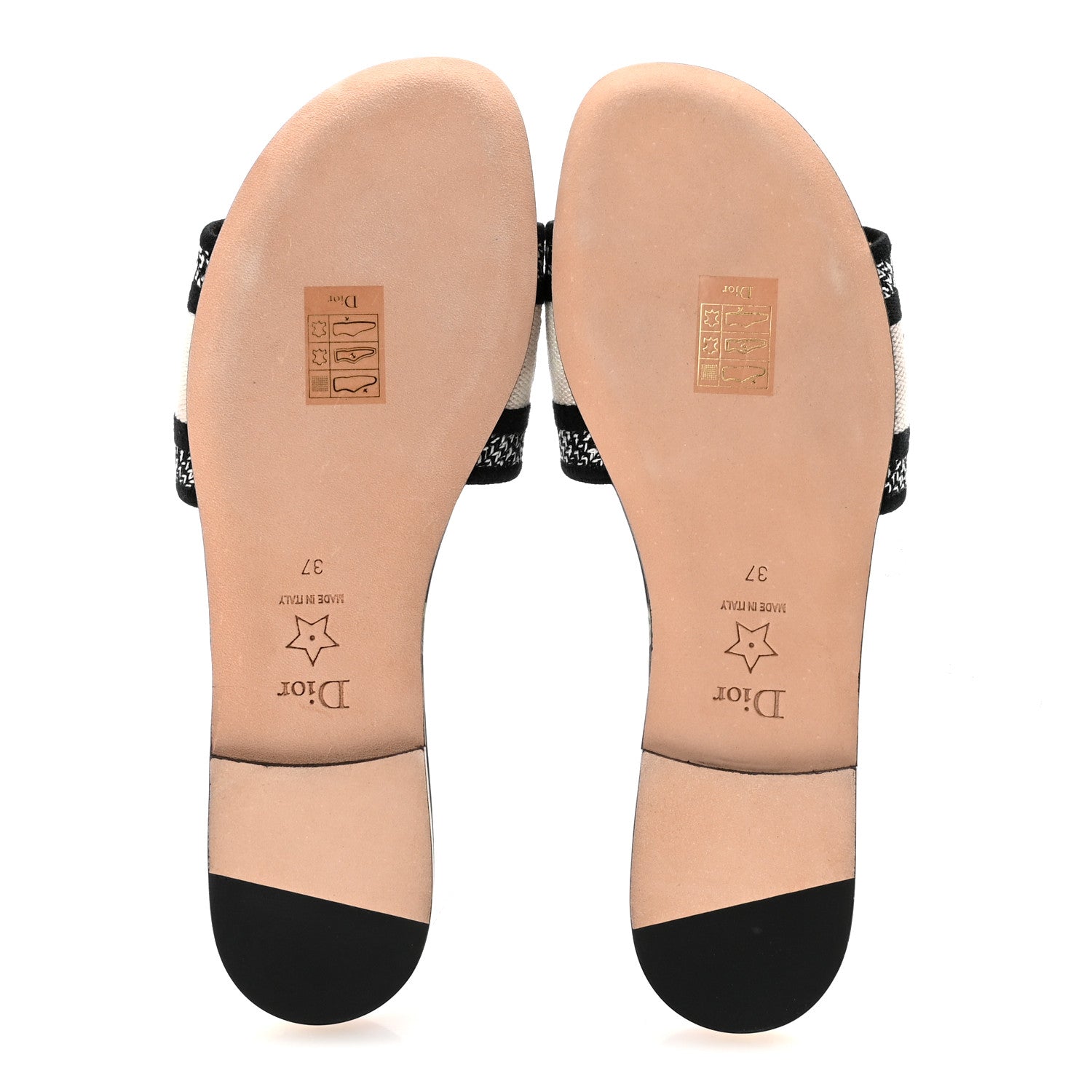 Christian Dior ミュール エンブロイダリーコットン　37 Christian Dior Canvas Pivoine Embroidered Dway Mules Slide Sandals