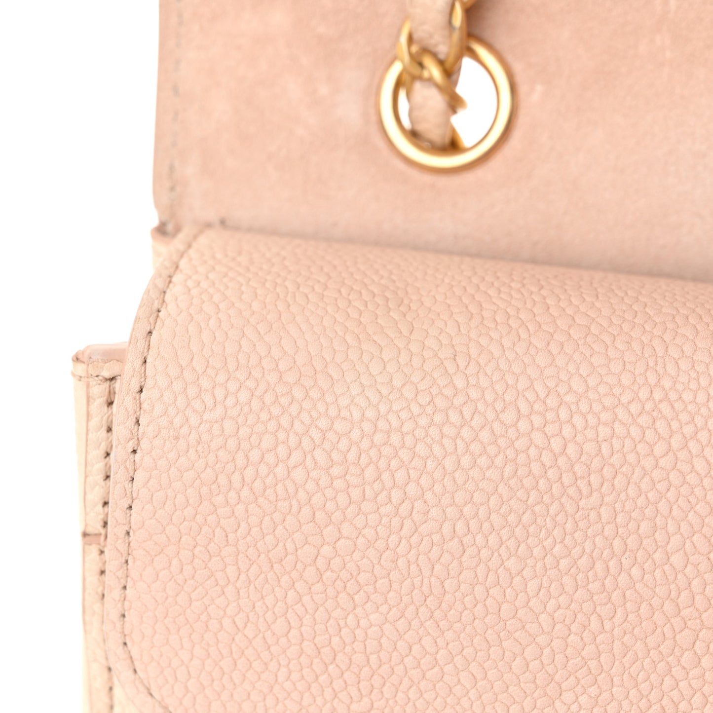 Grained Calfskin Medium Classic Pure Double Flap Nude