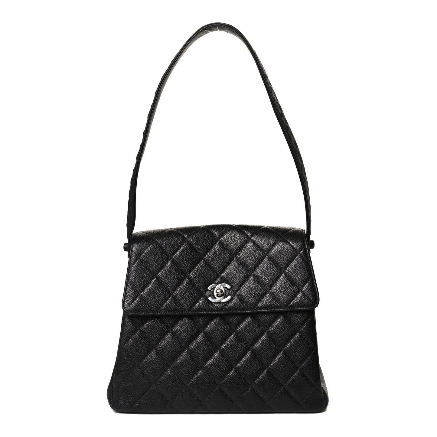 Caviar Quilted Medium Kelly Flap Black