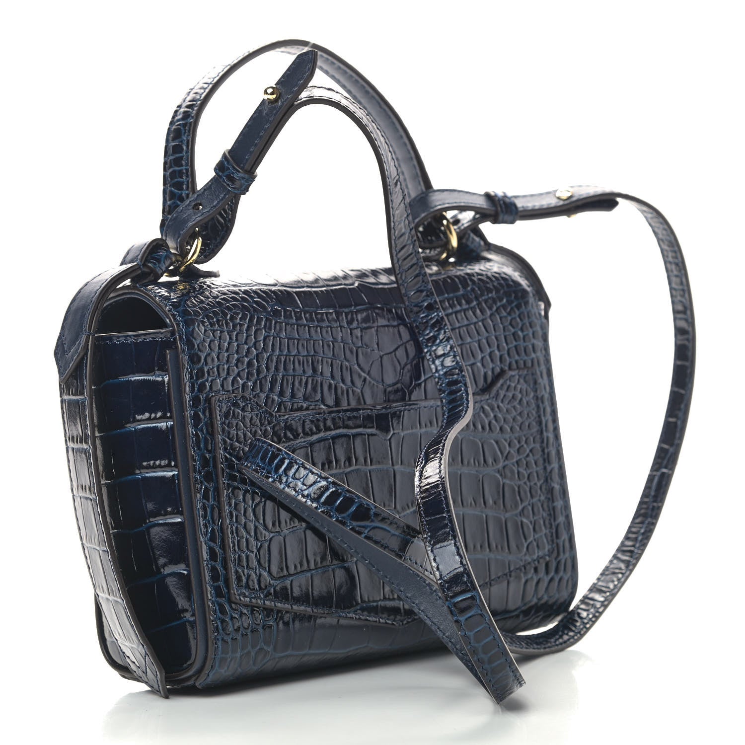 Givenchy Calfskin Crocodile Embossed Eden Mini Top Handle Blue 2 of 8