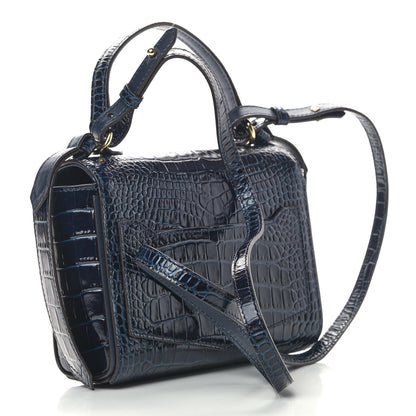 Givenchy Calfskin Crocodile Embossed Eden Mini Top Handle Blue 2 of 8