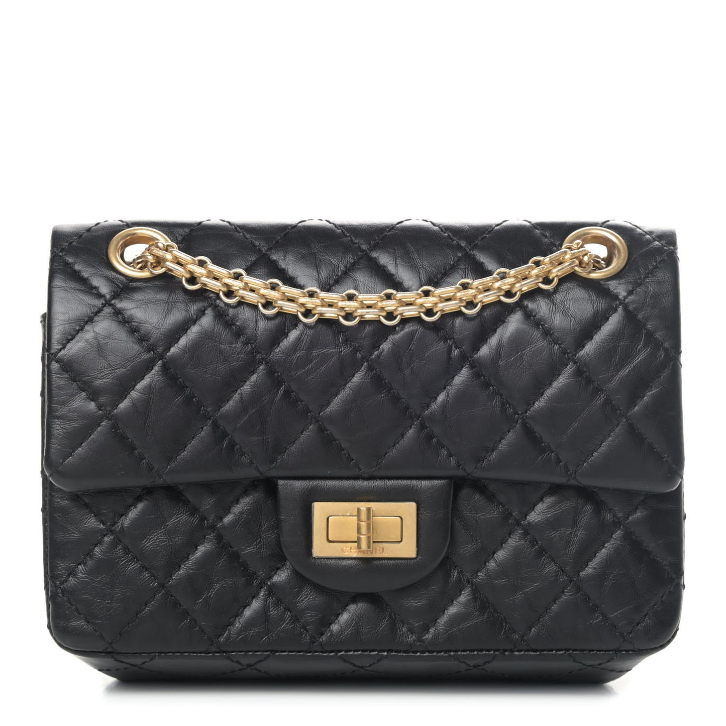 Aged Calfskin Quilted 2.55 Reissue Mini Flap Black