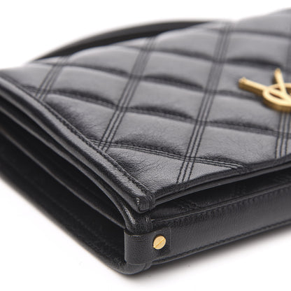 Saint Laurent Lambskin Diamond Quilted Becky Chain Wallet Black 7 of 10