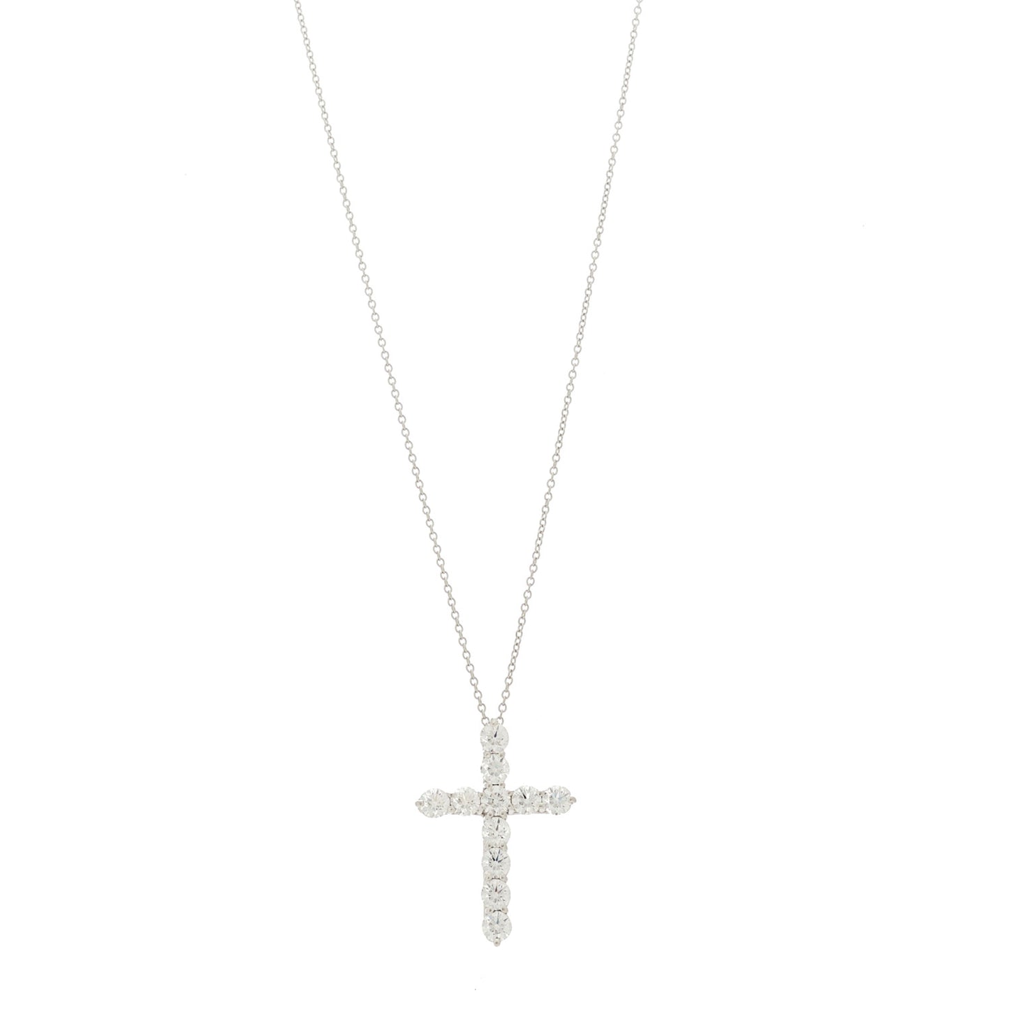 Platinum Diamond Large Cross Pendant Necklace
