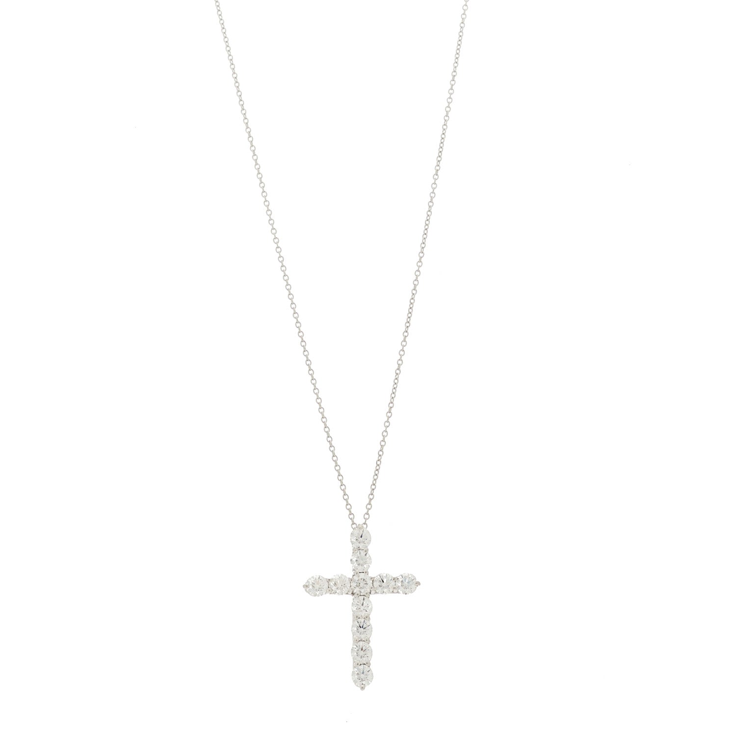 Tiffany Platinum Diamond Large Cross Pendant Necklace 1 of 7