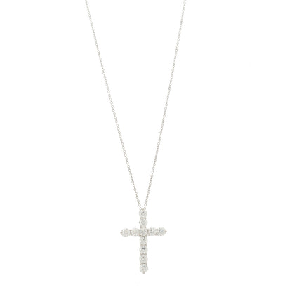 Tiffany Platinum Diamond Large Cross Pendant Necklace 1 of 7