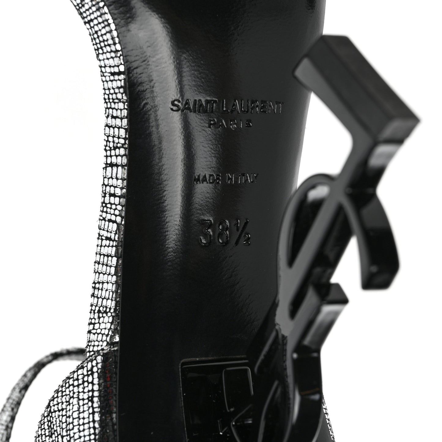 Metallic Calfskin Opyum 110 Sandals 38.5 Argento
