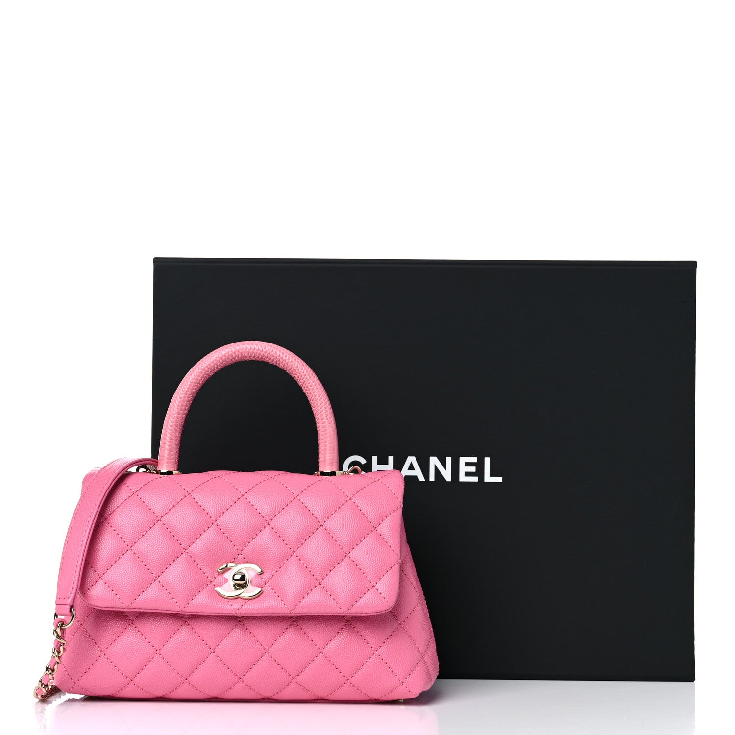 Chanel Caviar Lizard Embossed Quilted Mini Coco Handle Flap Pink 11 of 11