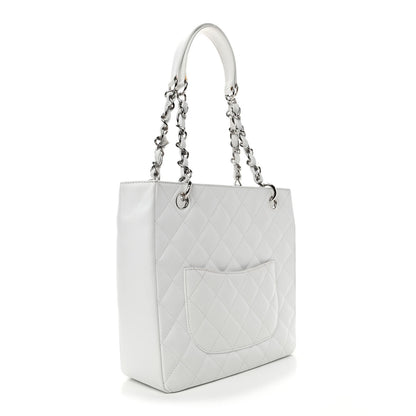 Chanel Caviar Quilted Petit Shopping Tote PST White 2 of 4