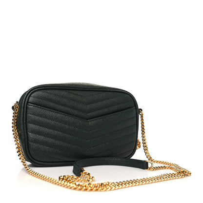 Saint Laurent Grain De Poudre Matelasse Monogram Mini Lou Camera Bag New Vert Fonce 3 of 10