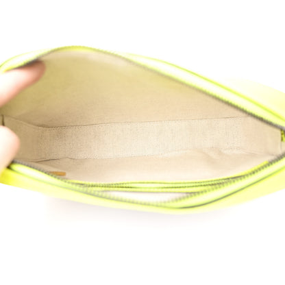 Gucci GG Supreme Monogram Textured Dollar Calfskin Web Ophidia Wristlet Shoulder Bag Beige Ebony Fluo Yellow 5 of 10