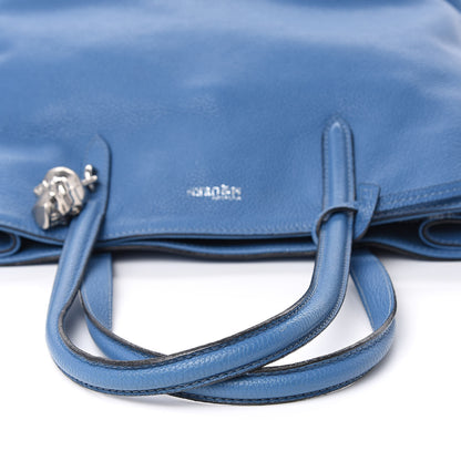 Alexander McQueen Pebbled Calfskin Skull Padlock Tote Blue 14 of 18