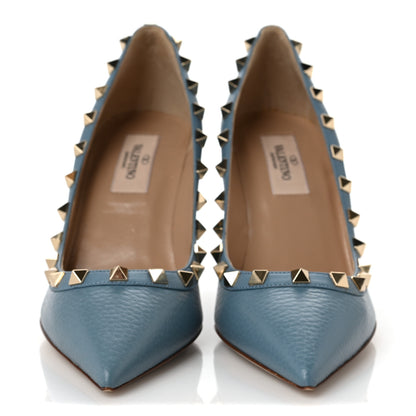 Valentino Garavani Pebbled Calfskin Rockstud 85mm Pumps 36 Grey Sky 2 of 7