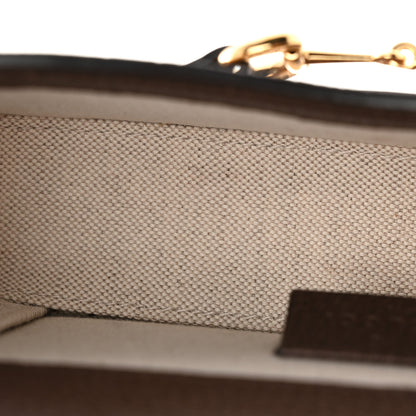 Gucci Monogram Jumbo GG Textured Dollar Calfskin Mini Horsebit 1955 Shoulder Bag Camel Ebony New Acero 11 of 13