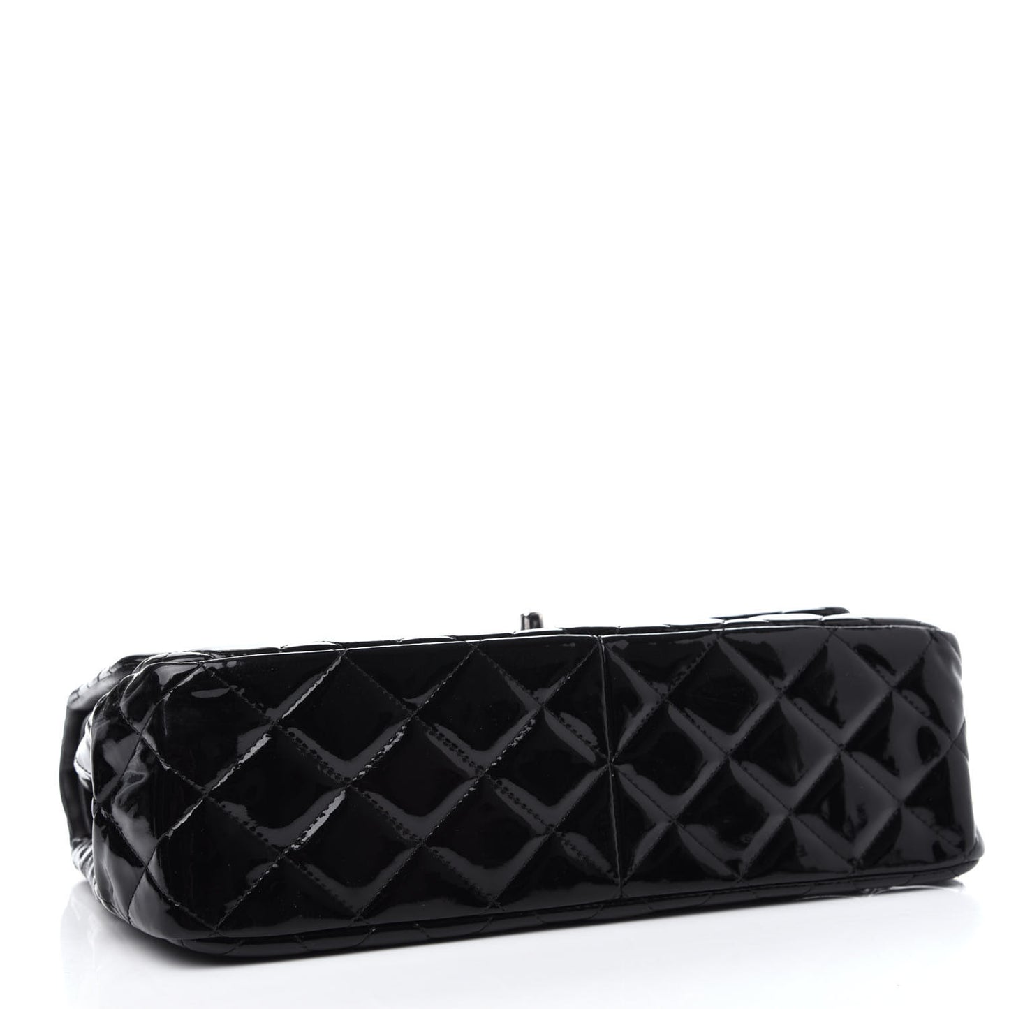 Patent Quilted Jumbo Double Flap Black