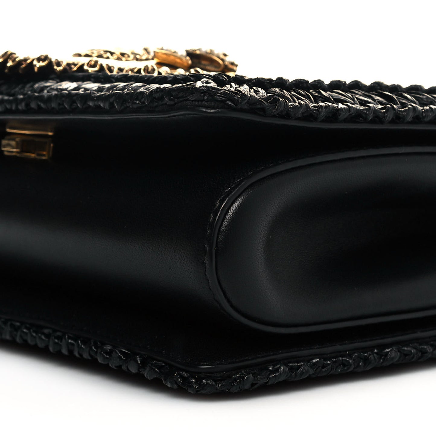 Raffia Medium Devotion Crossbody Bag Black