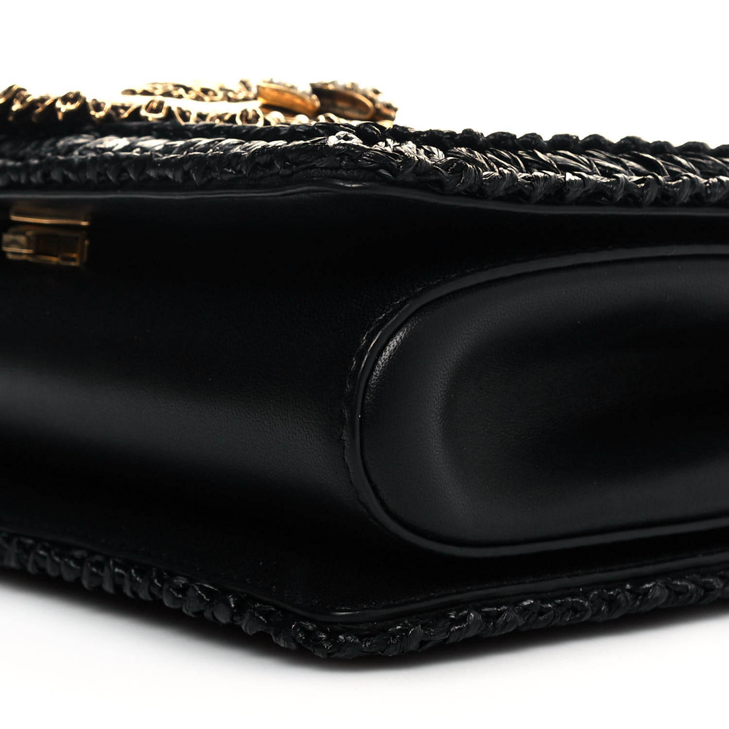 Dolce & Gabbana Raffia Medium Devotion Crossbody Bag Black 10 of 11
