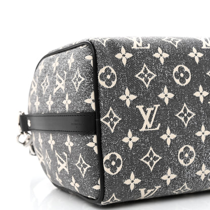 Louis Vuitton Denim Monogram Jacquard Speedy Bandouliere 25 Black 8 of 9