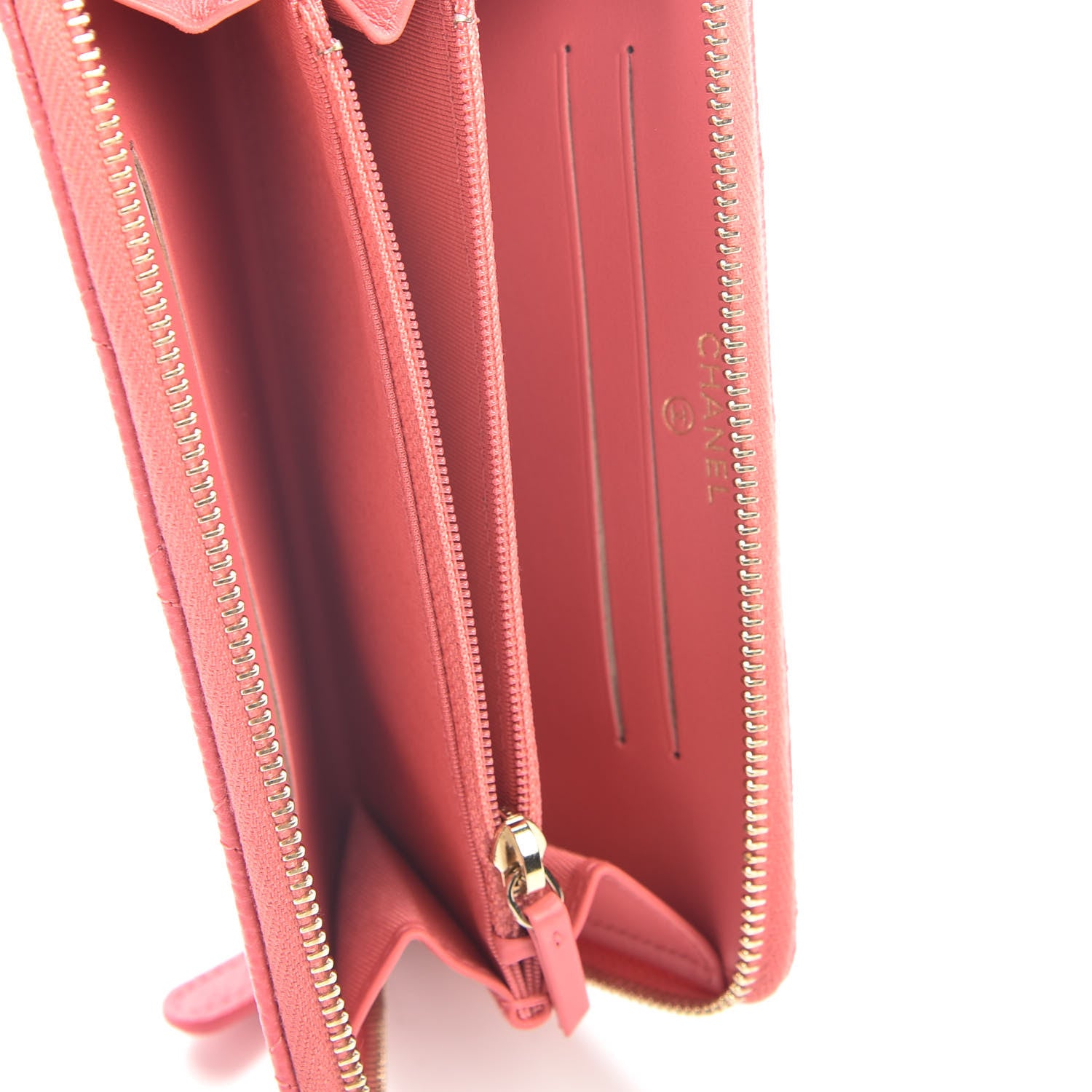 Chanel Iridescent Caviar Quilted Medium Zip Around Wallet Pink 4 of 4