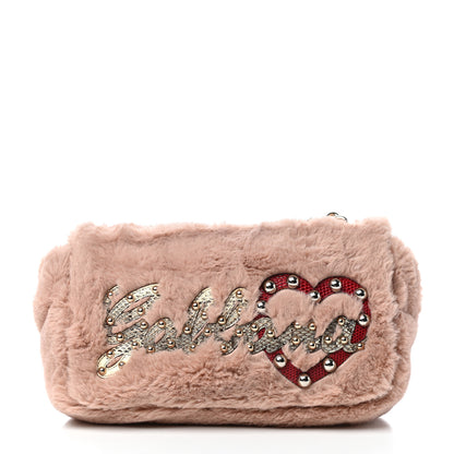 Dolce & Gabbana Faux Fur Watersnake Embellished Lucia Shoulder Bag Pink 7 of 20