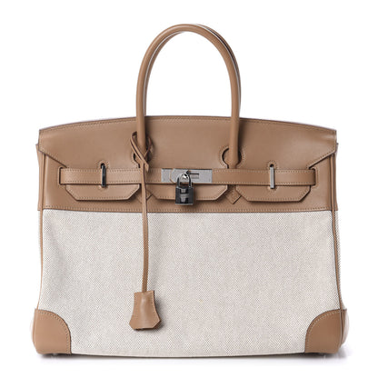 Hermes Toile Swift Birkin 35 Biscuit 1 of 10