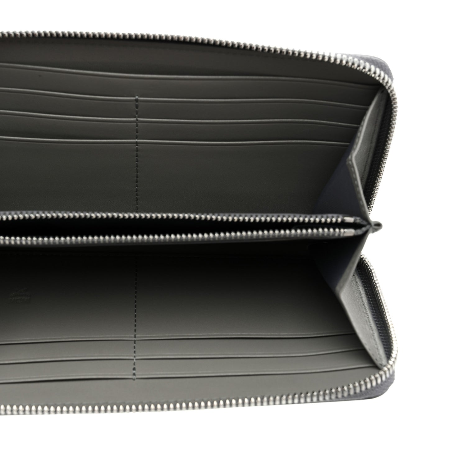 Metallic Monogram Patent Large Zip Around Wallet Silver