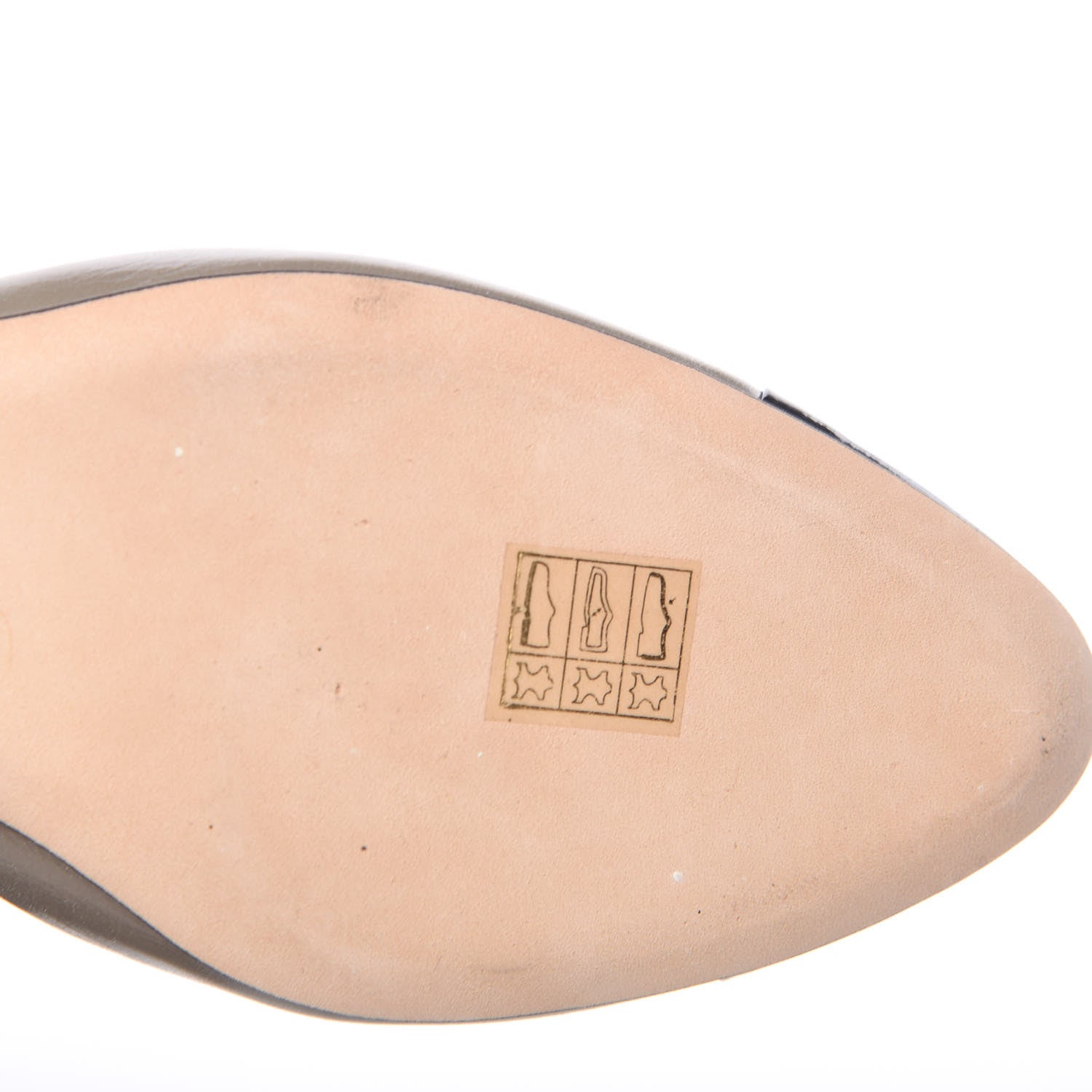 Chanel Crumpled Calfskin Patent Cap Toe Flats 39.5 Khaki Black 10 of 12