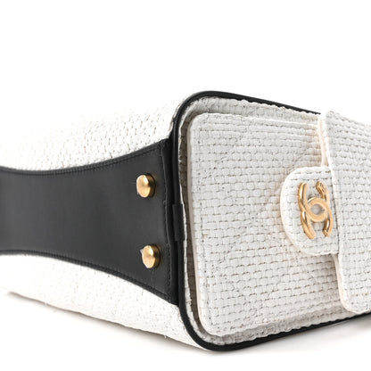 Chanel Braided Raffia Calfskin Mini Chanel 25 Handbag White Black 10 of 10