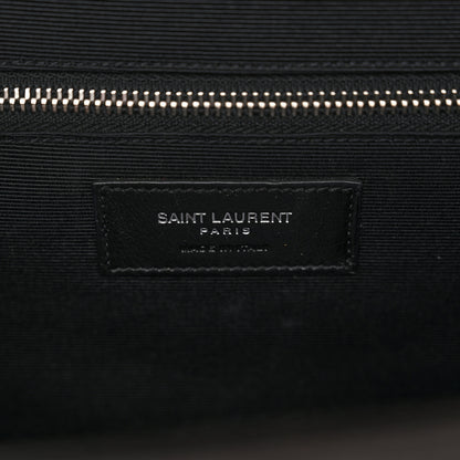 Saint Laurent Calfskin Crocodile Embossed Large Monogram Satchel Dark Brown 6 of 12
